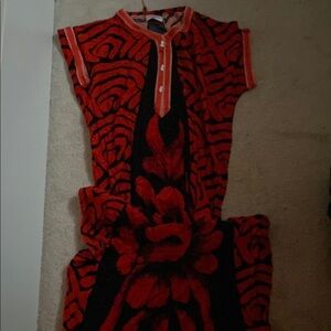 Maxi Bubu (Nigerian) Red and Black Patterned Dress